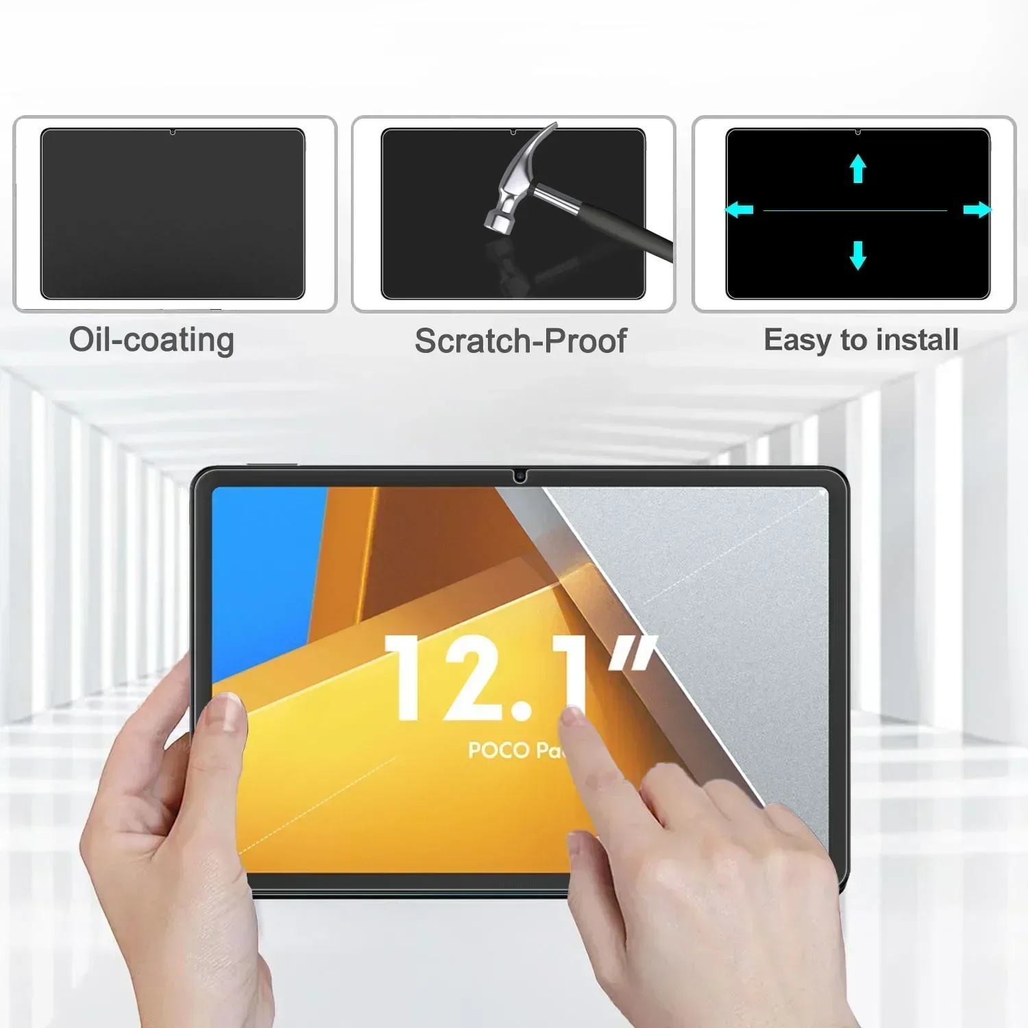 2 Pieces HD Scratch Proof Tempered Glass Screen Protector For POCO Pad 12.1-inch Xiaomi POCO Tablet Oil-Coating Protective Film