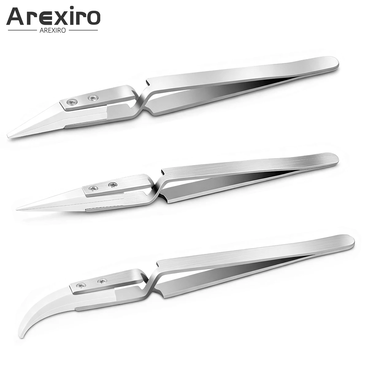 Cross Lock Ceramic Tweezers Stainless Steel Anti Static Insulated Anti Corrosion Electronic Component Repair Precision Tweezers