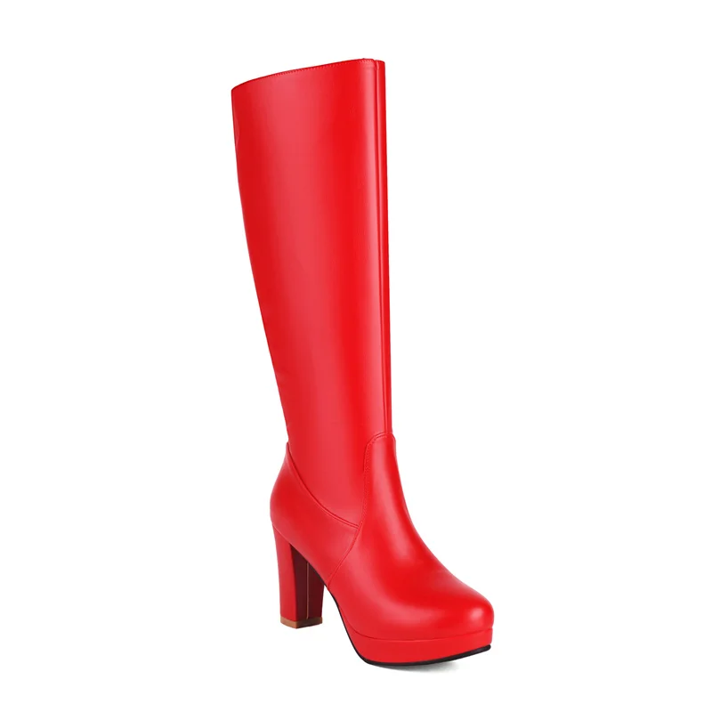 Nero bianco rosso Sexy scarpe a punta al ginocchio stivali lunghi per le signore con tacco alto Botas Party scarpe da donna nuovo inverno 2023 Drop Ship