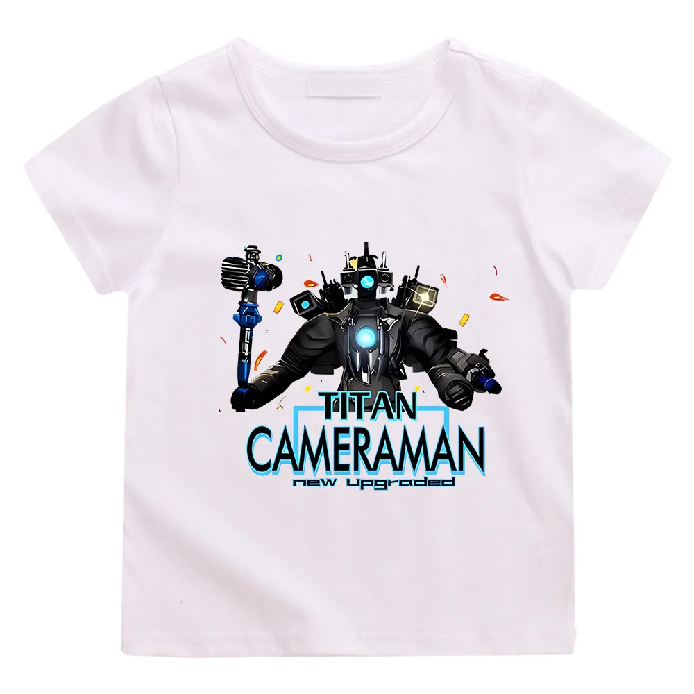 TITAN CAMERAMAN New Game Graphics Tees Boys Summer Tops Loose T-Shirts White Clothing Unisex Anime Short Sleeve Streetwear Teens