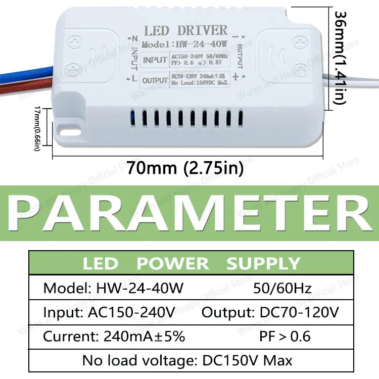 LED-Treiber 240 mA 8–24 W, 24–40 W, 40–60 W, 60–80 W, LED-Konstantstrom-Treiber, Netzteil, LED-Transformator