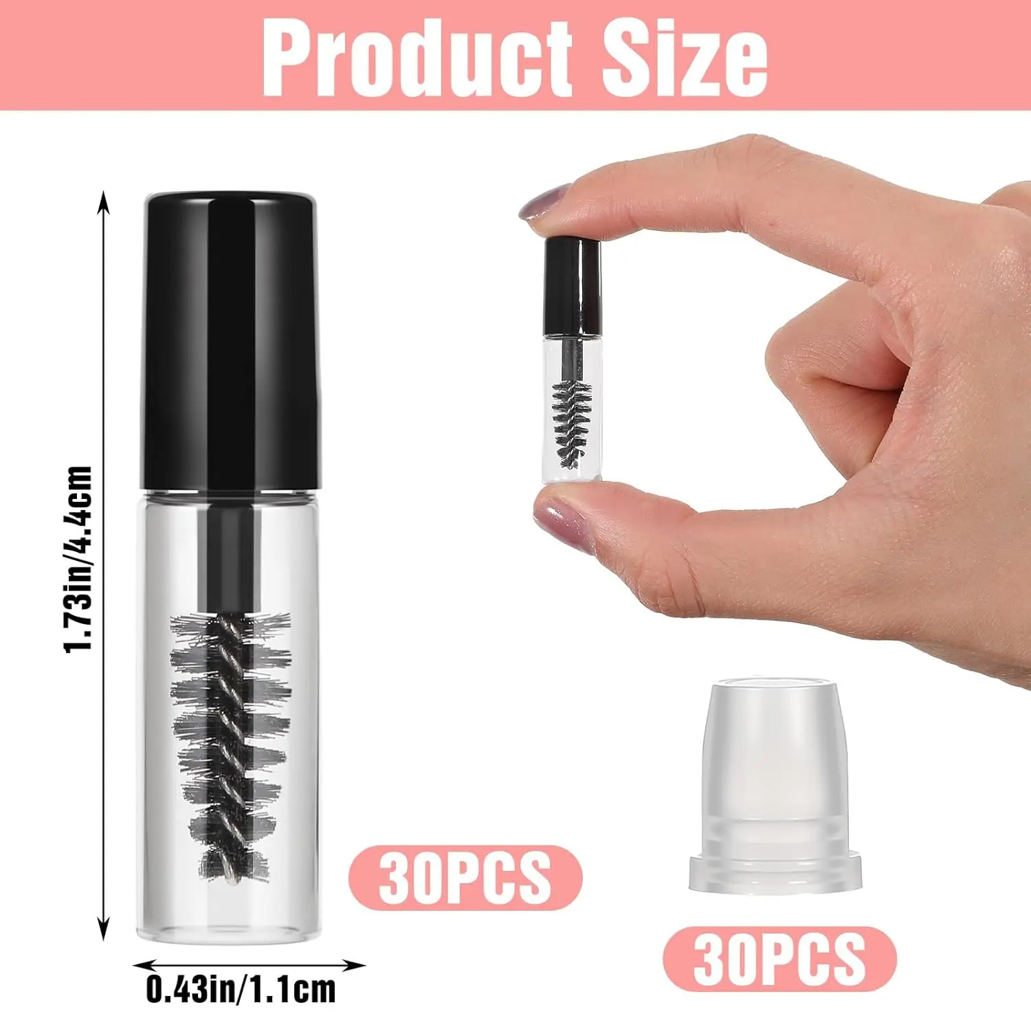 Neue Leere Mascara-Tuben mit Bürstchen 2ml Mascara-Tuben Leer für Rizinusöl, Mini-Wimperncreme-Fläschchen mit Bürsteneinsätzen – Detail 5
