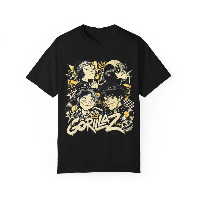 Gorillaz Virtual Band 2D Noodle Russel Graphic T-Shirt Vintage Rock Music Print Short Sleeve Unisex Streetwear Tee Y2K Clothes