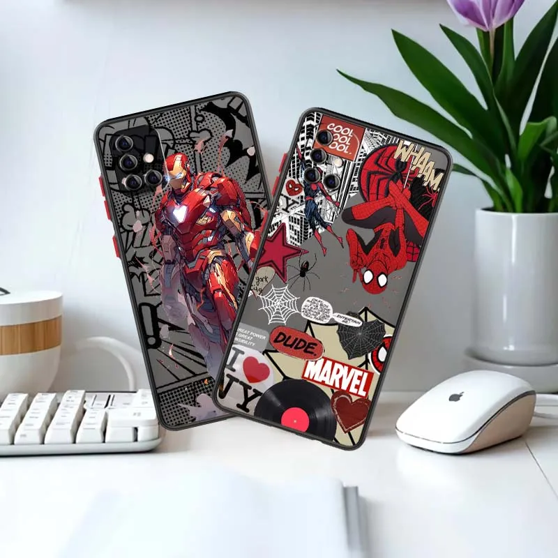 

Fashion Spider Man Cool Phone Case For Samsung A56 A42 A36 A34 A33 A32 A23 A16 A04 A03 Note 20 5G Frosted Translucent