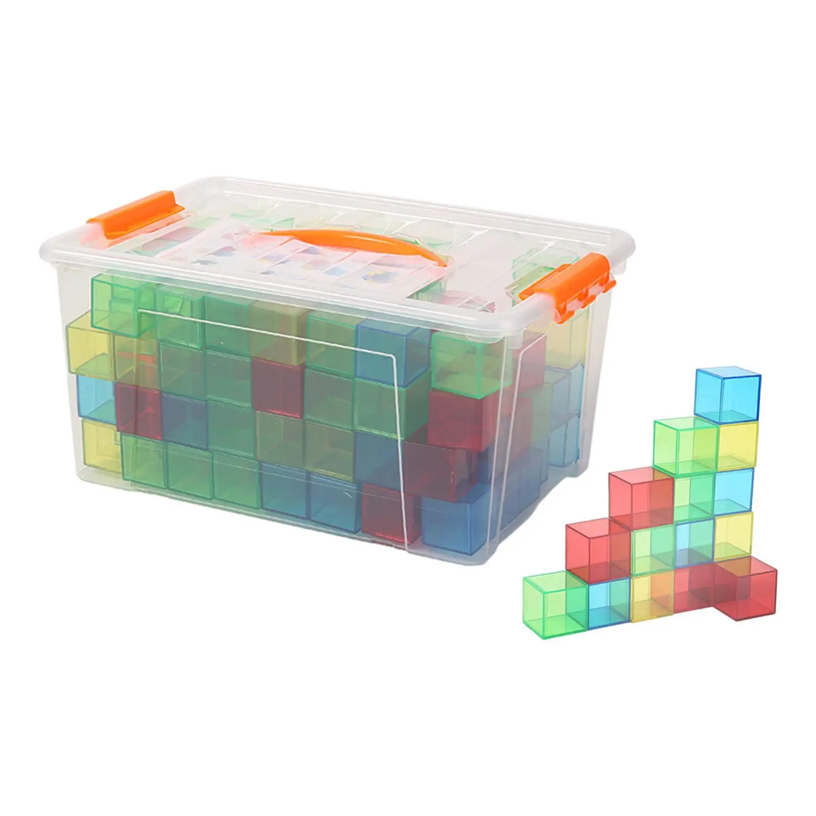 Juego de apilamiento cuadrado de cubos transparentes, juguetes educativos para niñas y niños, bloques para contar, material didáctico colorido (144 piezas)