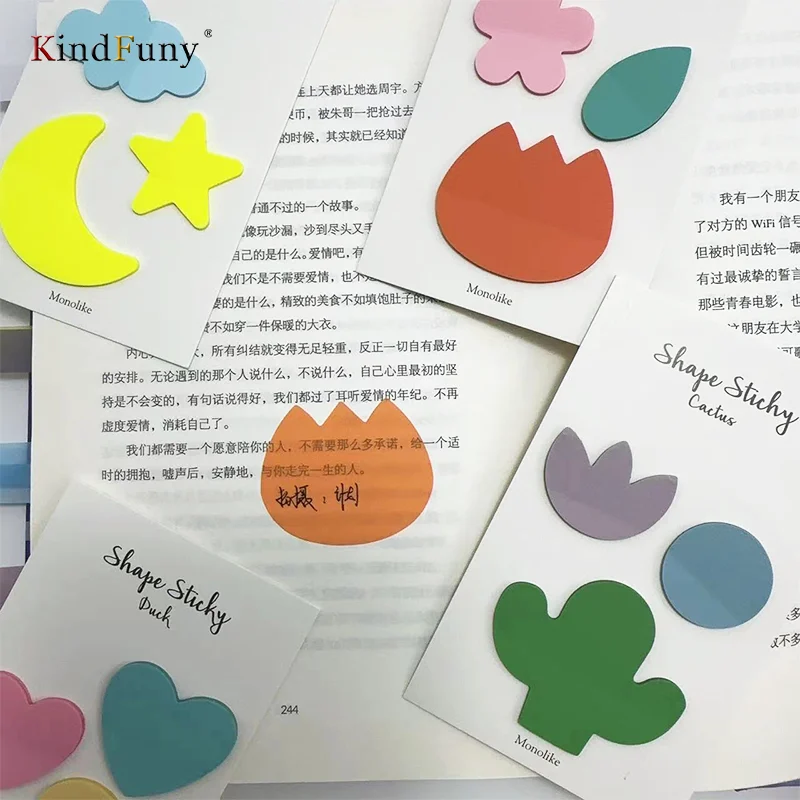 KindFuny Cartoon Sticky Notes Kawaii Penguin Pig Bear Cat Memo Pads Stationery Student Gifts School Office Supplies Posted It