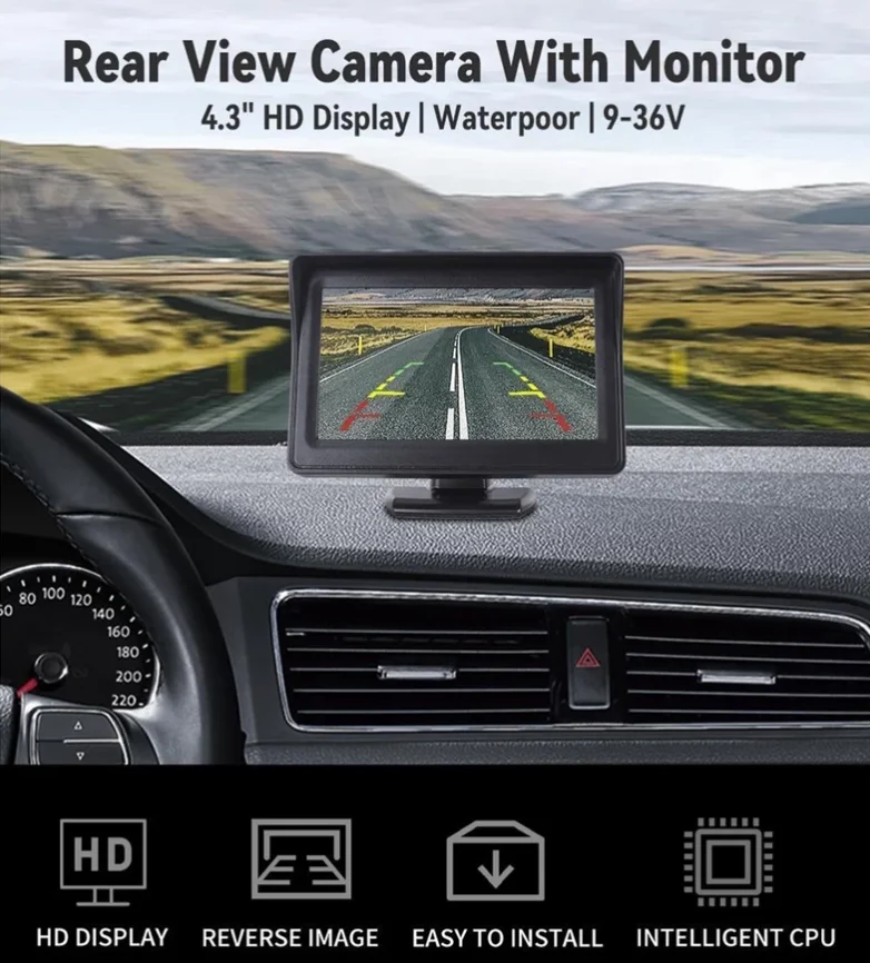 JISUIDA autó rearview camer kijelző éjjeli Látás 4.3