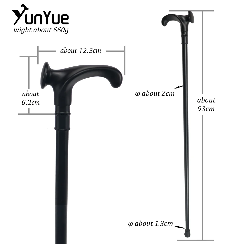 Classic Matte Black-Handled Metal Walking Cane Gentleman Elegant Walking Stick Cos Photography Film Props Crutch Trendy Gifts