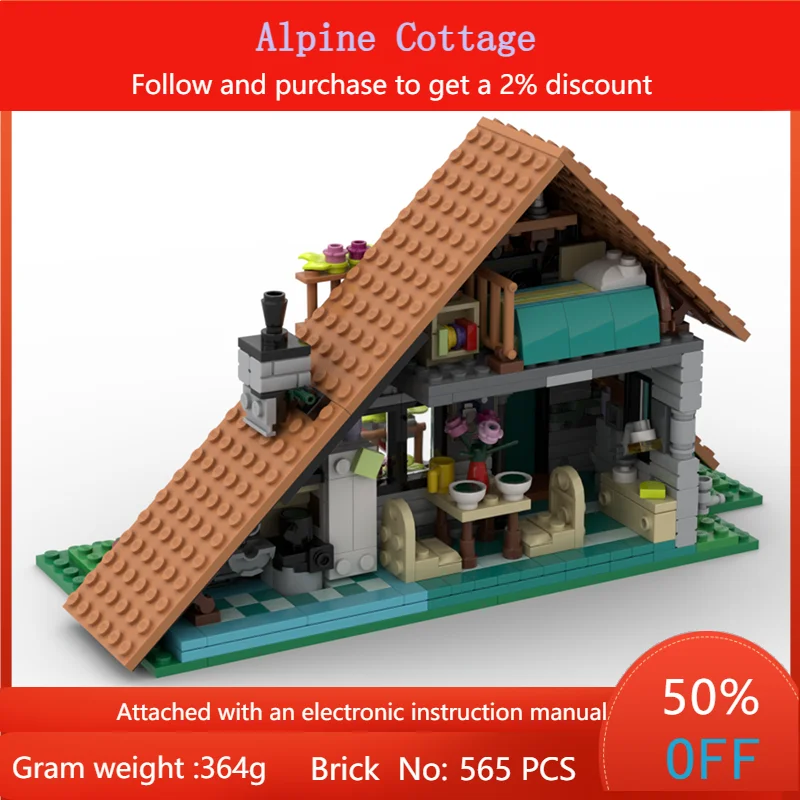 

Building Block Model Alpine Hut 565 Parts MOC Construction Set For Boys Adults Children Christmas Holiday Creative Gift