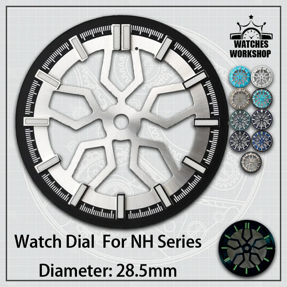 28.5mm Skeleton Watch Dial DIY Hollow Wheel Shaped Surface Fit NH35 NH36 NH70 Watch Modification Accessories