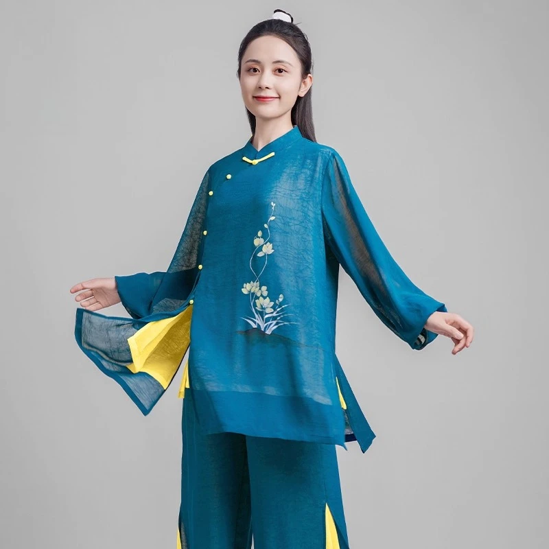 بدلة نسائية أنيقة من Taichi Kung Fu موحدة ذات ثنى سائل قابلة للتنفس ومريحة للفنون القتالية الصينية التقليدية