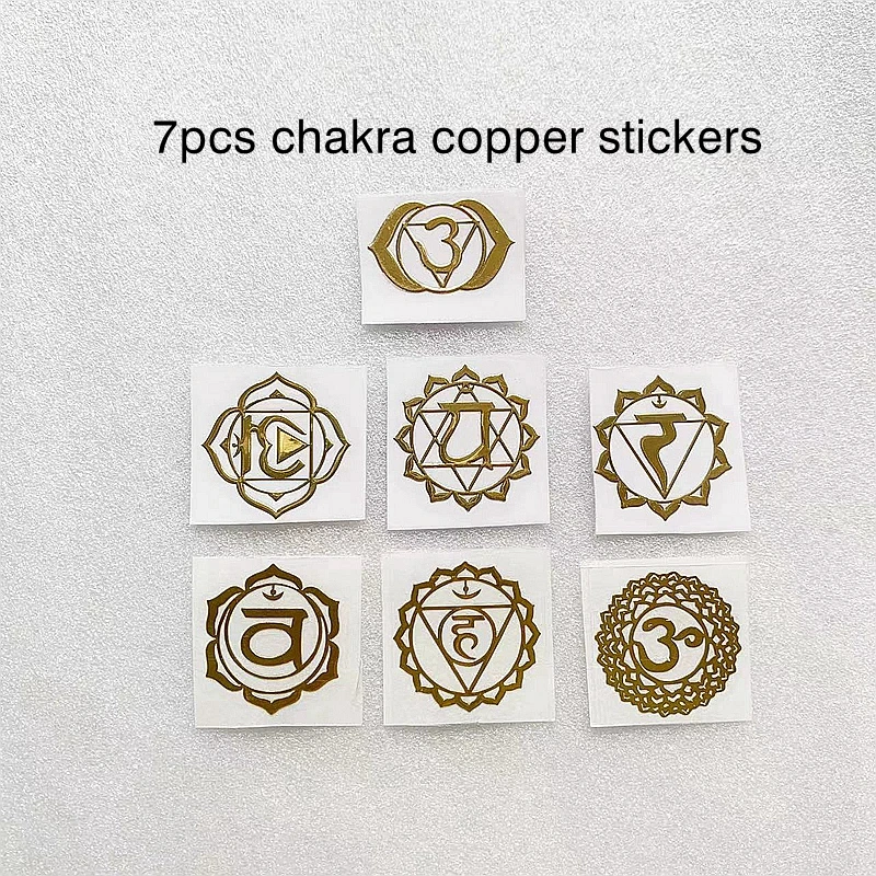 7 Chakra Symbols Brass Copper Sticker Spacers Geometric Metal Stickers Orgone Projects Pendant DIY Accessories Home Car Decor