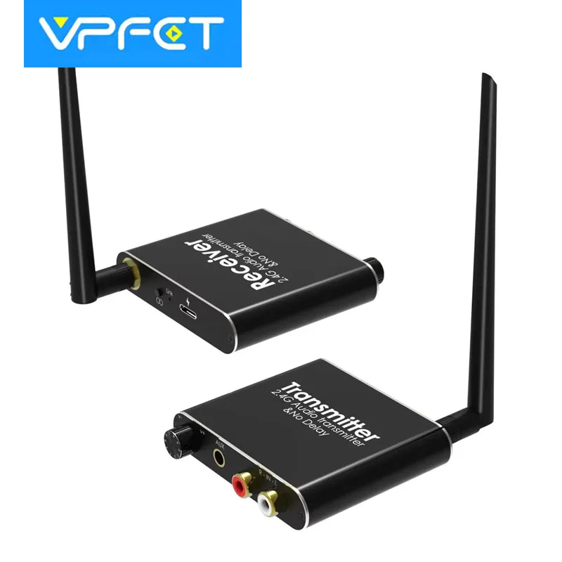 2.4Ghz Wireless Audio Transmitter Receiver 165 Ft Long Range Low Latency Wireless Audio Adapter With Volume Control