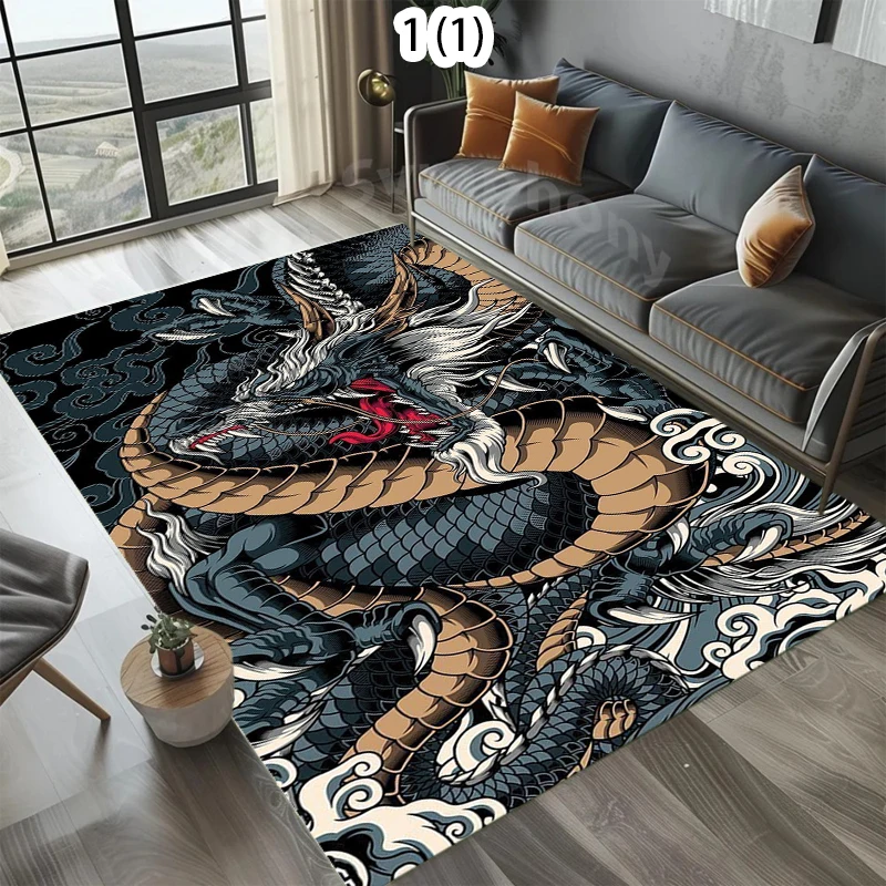 

Ковер с принтом «Темный китайский дракон», новый китайский стиль, декоративный ковер для гостиной, спальни, кухни, прихожей, нескользящий коврик