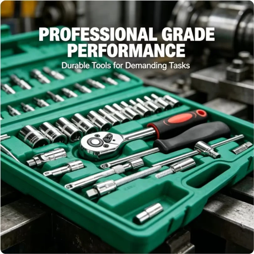 46PCS 1/4 Inch Drive Socket Set Metric Ratchet Wrench Mechanic Tool Kit with Hex Bit Sockets for Auto Repair Household Maintenan