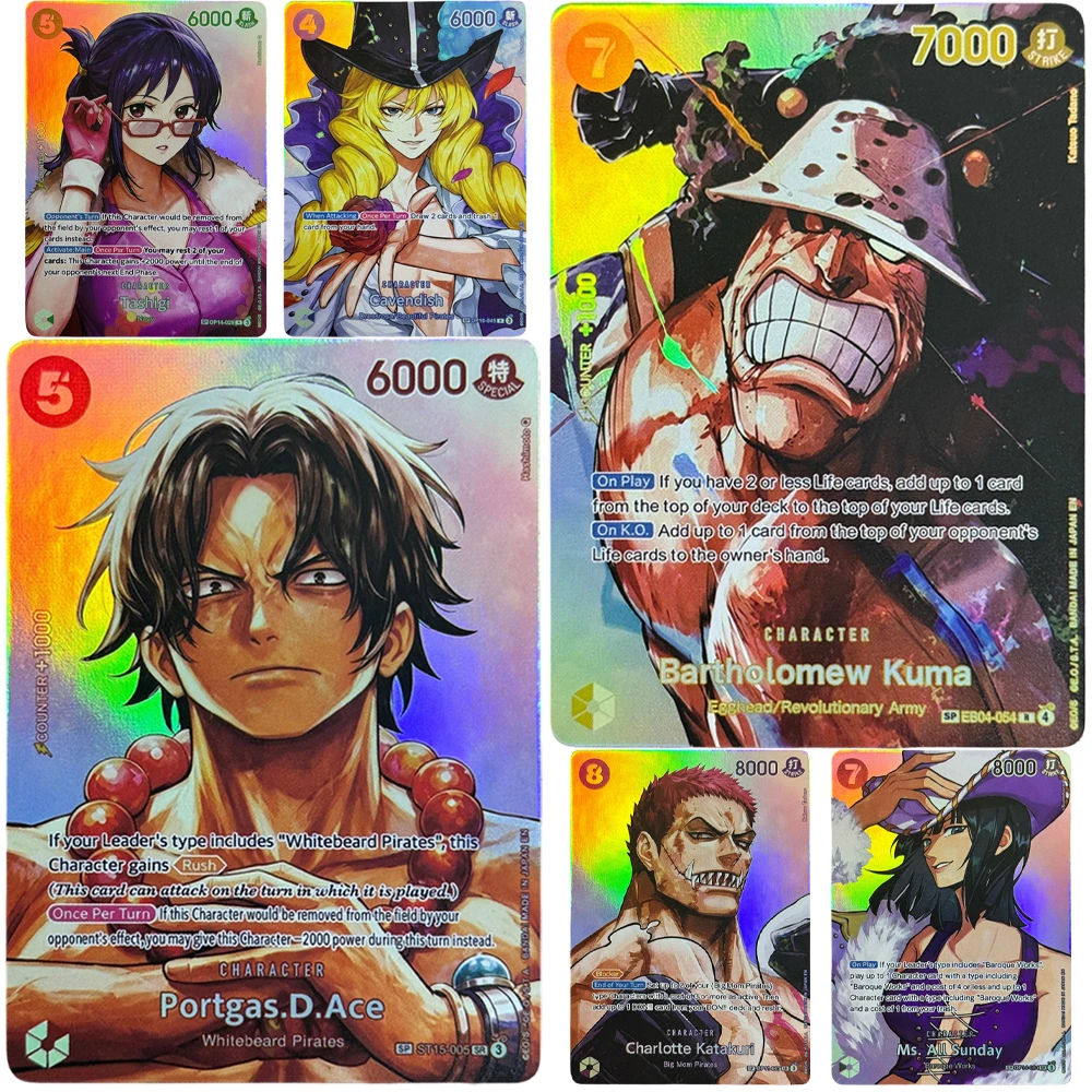 Tarjeta Proxy DIY en Inglés One Piece The Time Of Battle Ms. All Sunday Bartholomew Kuma Cavendish Portgas.D.Ace Tarjeta Coleccionable OPCG