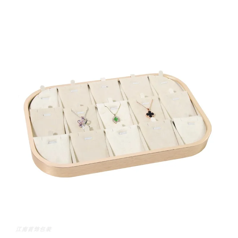 Pink Beige Gray Premium Metal Edge Inside Velvet Jewelry Tray Necklaces Rings Pendants Bracelets Storage and Display Tray