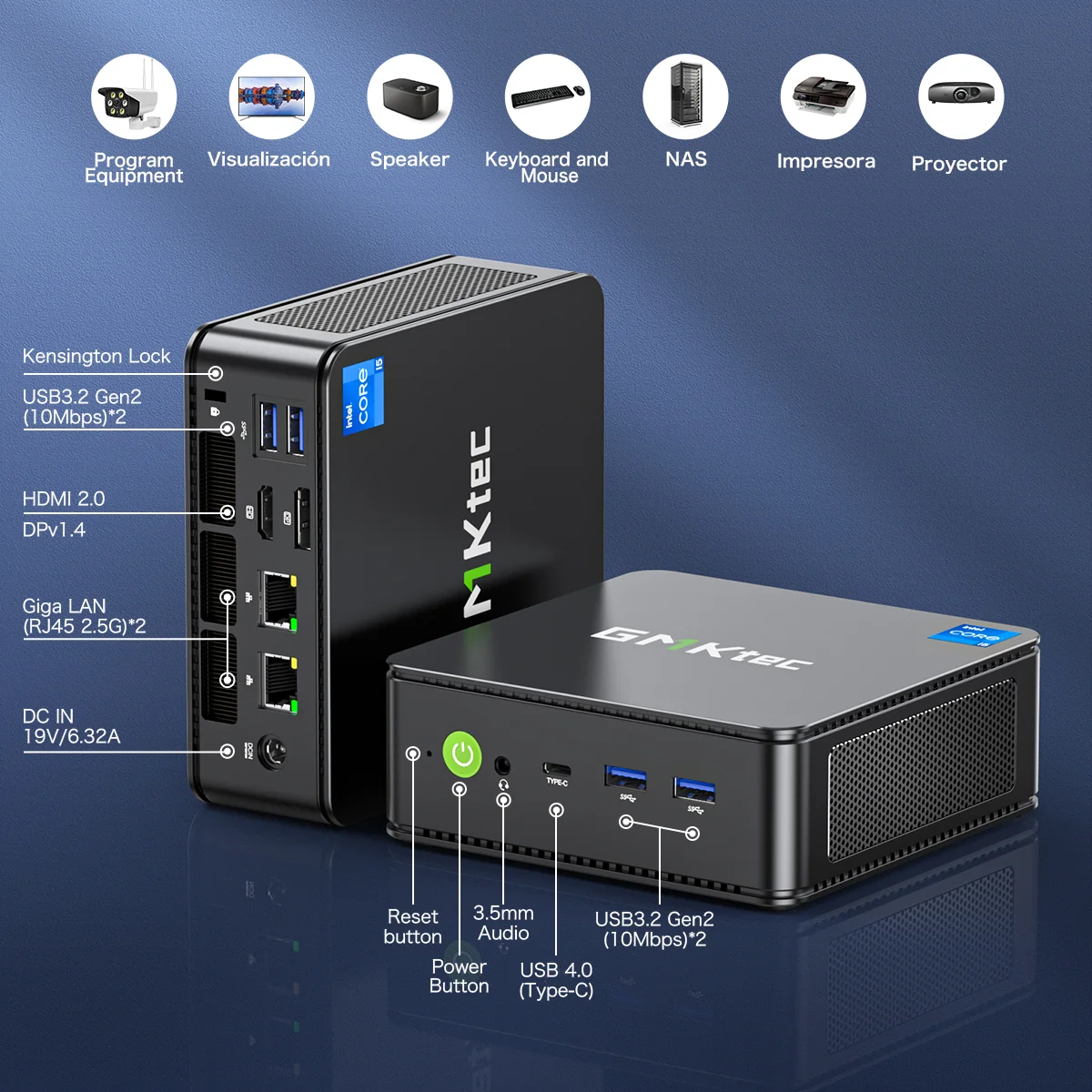 GMKtec NucBox K7 Intel 13th Core i5 13500H DDR5 16+512 ГБ/32+1 ТБ Мини-ПК Window 11 Pro PCIe4.0 M.2 SSD USB4.0 Настольный компьютер