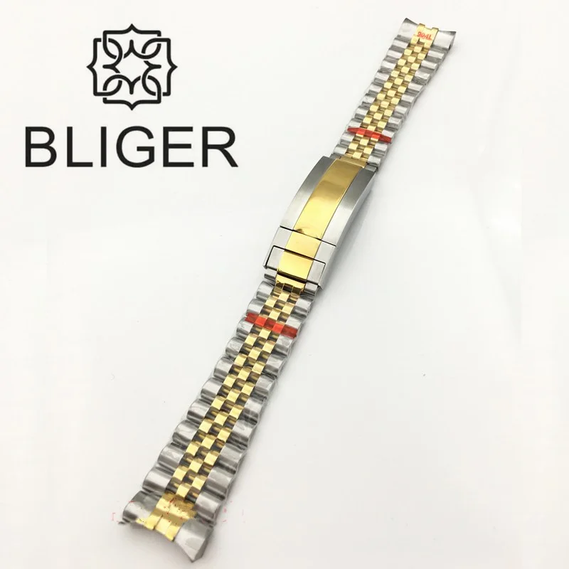 Imagem -03 - Bliger-pulseira de Relógio Adequada para Caixa de Relógio Mecânico Masculino Dois Tons Rosa Dourado Prateado Dourado Bracelete Jubilee 40 Mm41 mm 20 mm