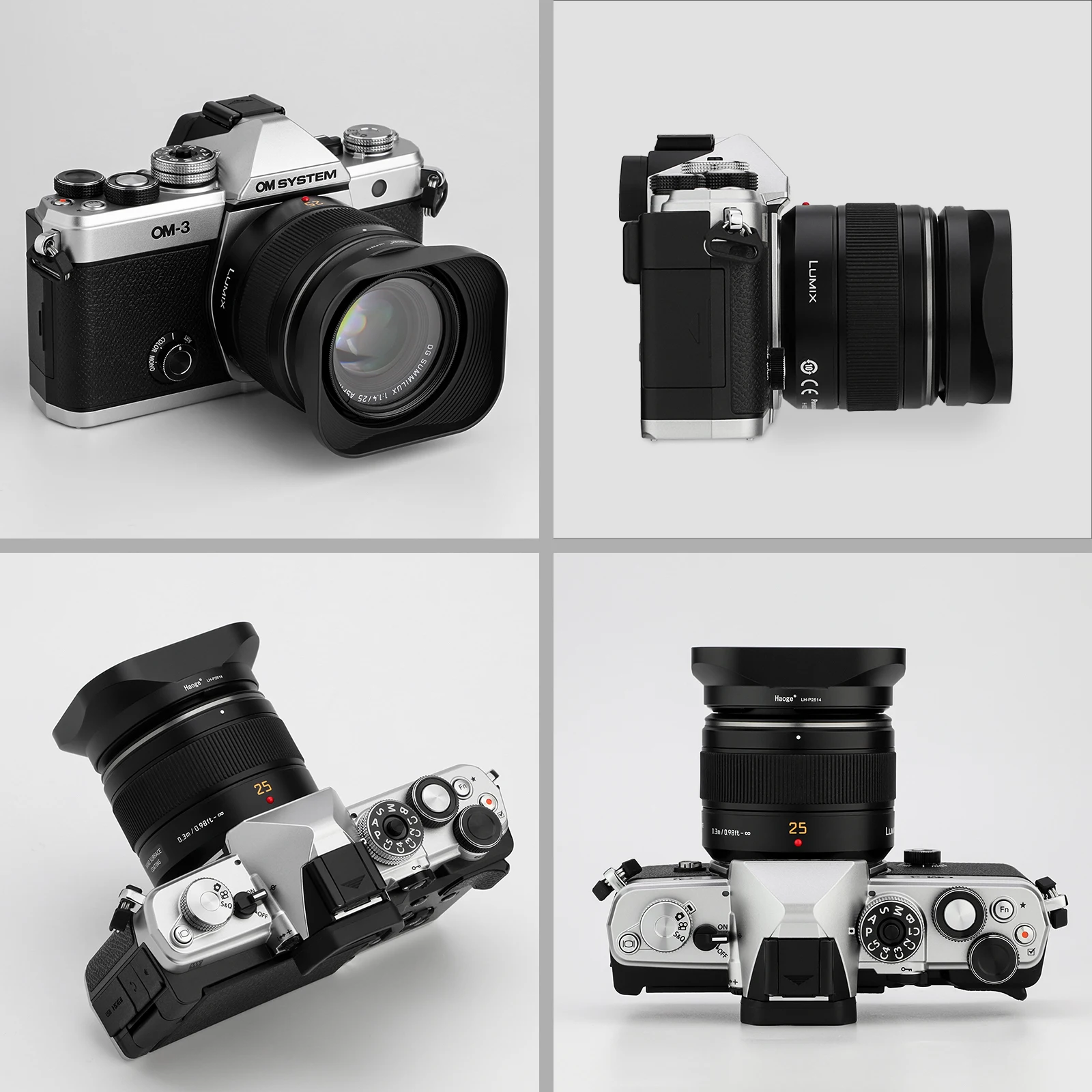 Haoge LH-P2514 Square Metal Lens Hood for Panasonic LEICA DG SUMMILUX 25mm f/1.4 II ASPH lens dg25 25MM F1.4 II H-X025