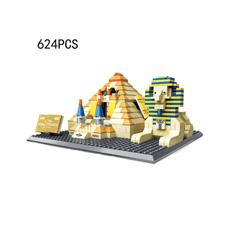 Model Nanobrick Micro Diamond Block Ancient Egypt Pyramid Sphinx World Famous Historical Architecture Build Brick Toy For Gifts