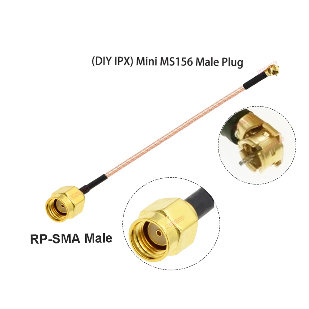 BEVOTOP New Arrival DIY  Male Plug Mini MS156 to SMA / RP-SMA Male RG178 Cable RF Coaxial WIFI Antenna Extension Jumper