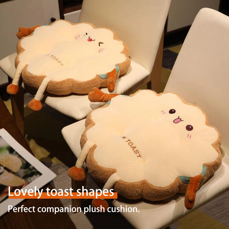 Creative Toast Bread Pillow Cute Kawaii Plush Seat Cushion Chair Mat Girls Toy Funny Food Plush Sofa Cushion Bedroom Decoration