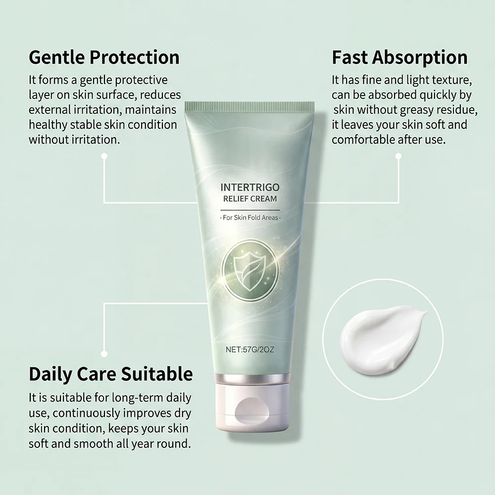 Intertrigo Relief Cream Soothes Friction Redness Hydrates Nourishes Skin Folds Light Breathable Non-Greasy Body Care