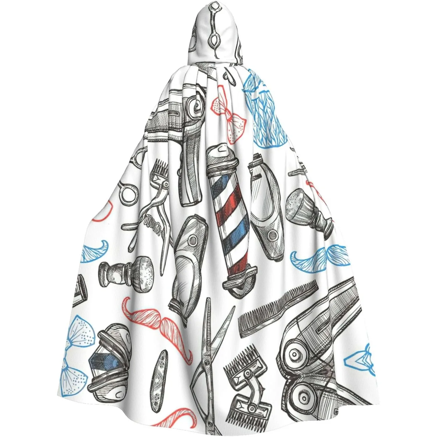 

Парикмахерская, монохромный стильный принт, накидка с капюшоном для взрослых, карнавальная фестивальная накидка, халат для косплея, костюм для вечеринки, готический карнавал