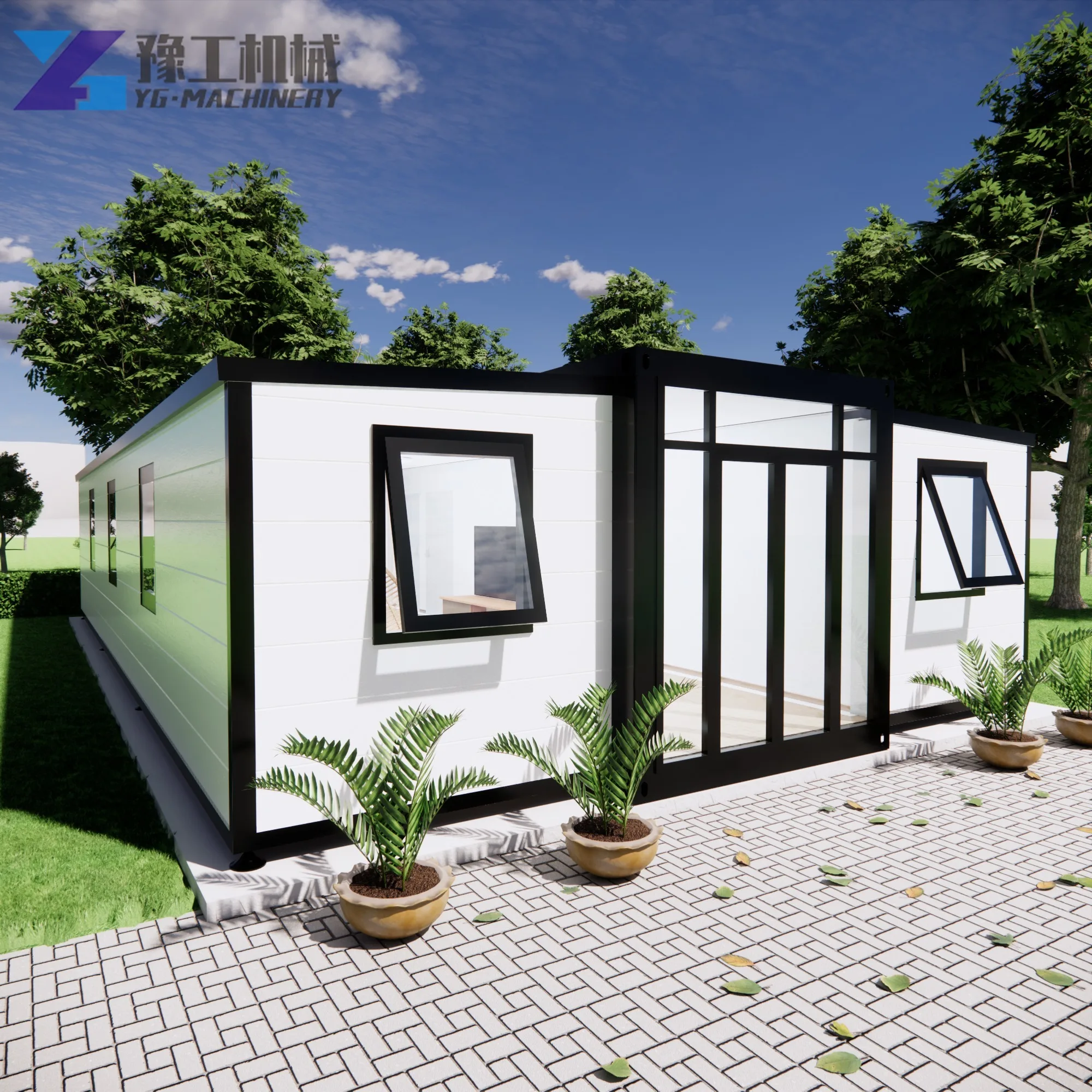 YG Modern Tiny House 20Ft Luxury Home with Pitch Roof Living House with 2 Bedrooms 1 Bathroom & Kitchen Waterproof