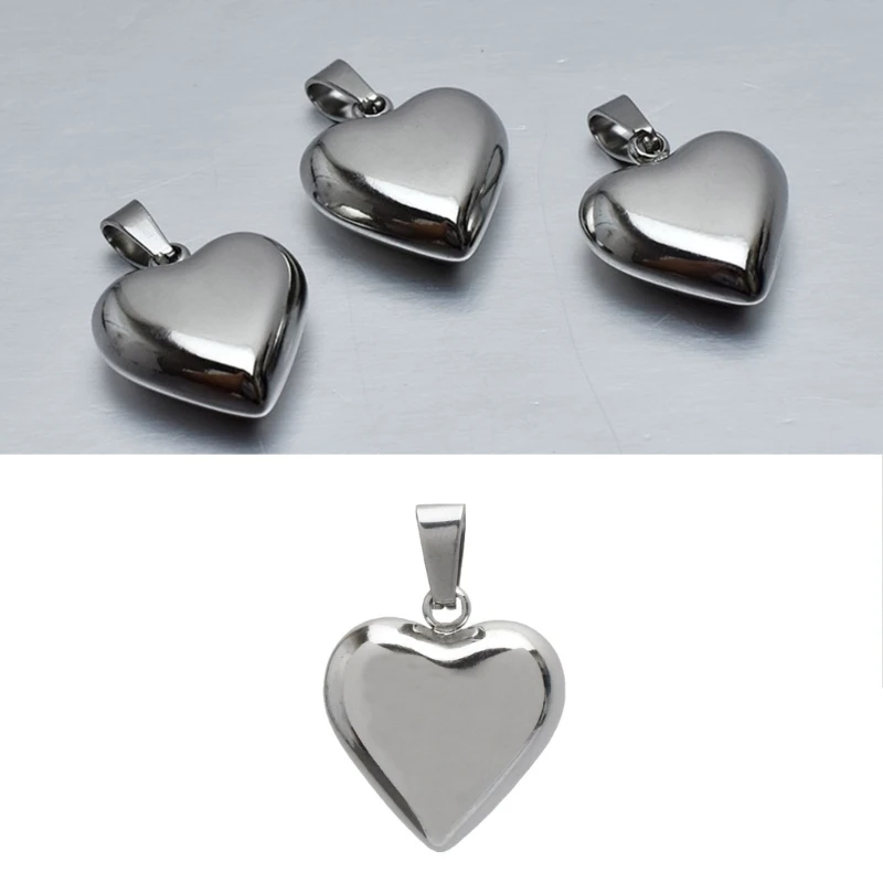 Stainless Steel Silver Plated 2.1x2cm Large Heart Charm Pendants for Women Girls Jewelry DIY Necklaces Making Findings Y08E