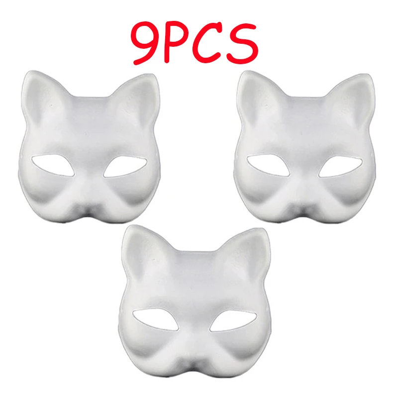 3/6/9/12/15PCS maschere termiche maschere per gatti bianchi Blank maschera di Halloween fai da te animali mezze maschere maschera maschera Cosplay