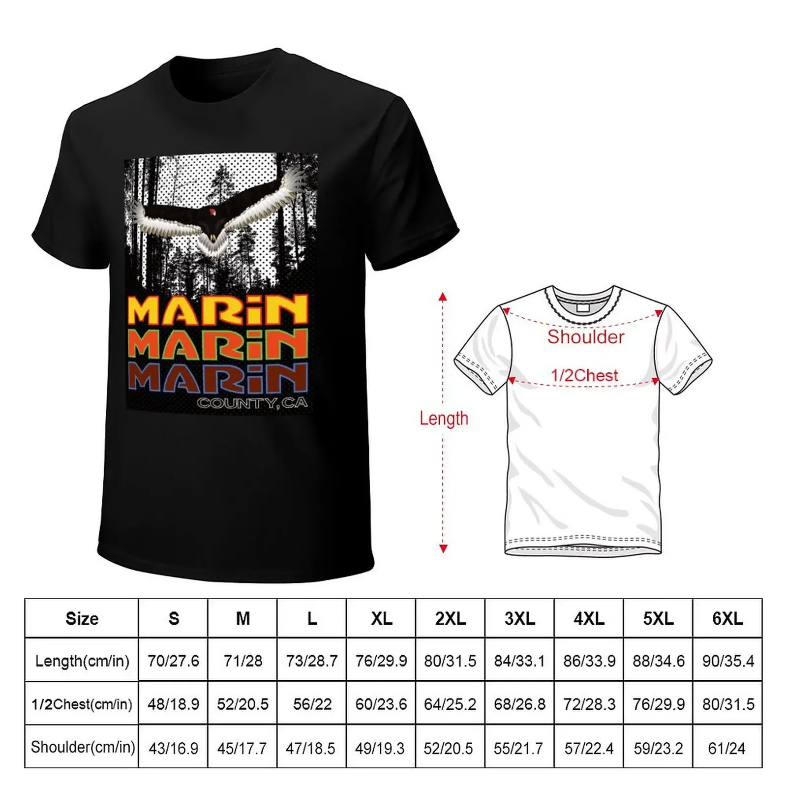 Marin County California Forest Vulture, T-Shirt plus size tops Short sleeve tee korean fashion mens designer t shirt