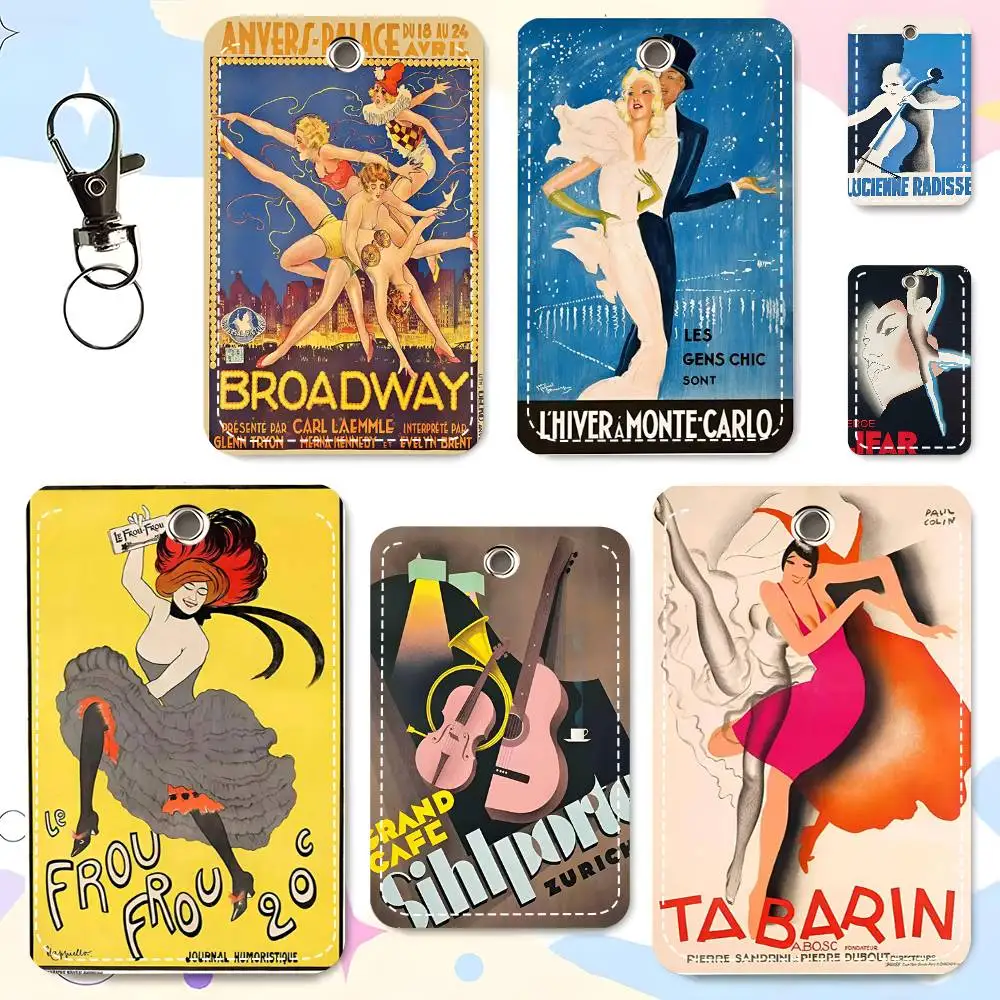 1pc France Theatre Entertainment Card Case Keychain Access Card Bag Key Tag Ring Leather Card Holder Key Ring Access
