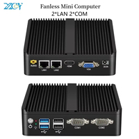 XCY HTPC Mini PC J4125 Celeron 2955U 3805U Quad-Core Dual LAN 2*COM Fanless Mini Computer Core i5 4200U Windows 10  WIFI HDMI PC