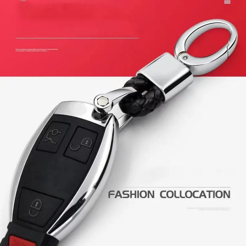 Automotive Metal Keychain DIY Hand Woven Rope Keyring Chain for BMW Ford Kia Audi Lexus Hyundai Honda Toyota Mazda Benz Mini