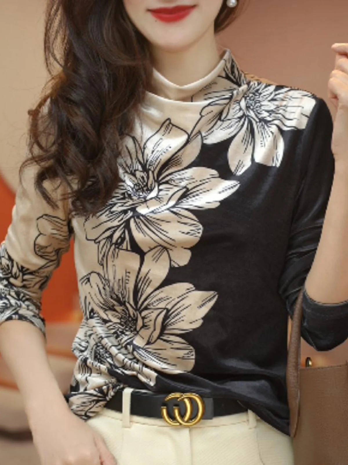 

Стильный женский топ из высококачественного вельвета для весны, осени и зимы, новая коллекция, нижнее белье, футболка, маленький размер.