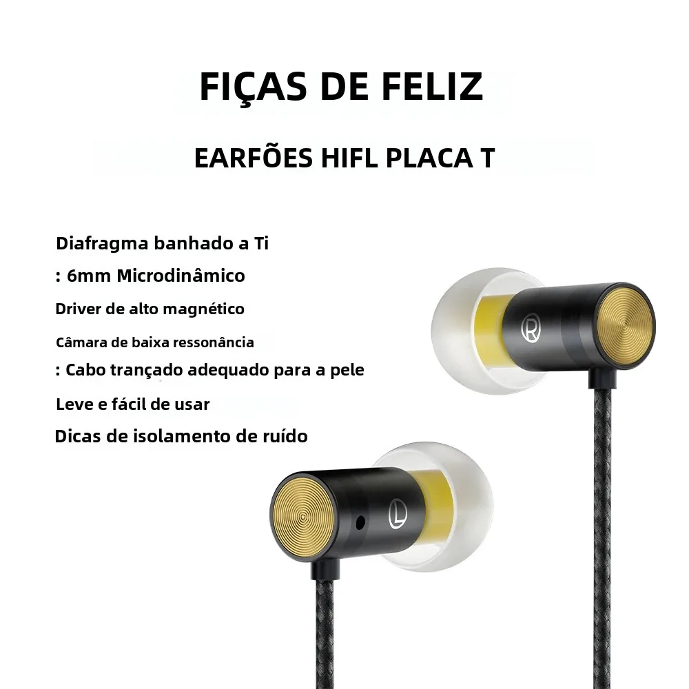 HiBy Yves Fones de ouvido HiFi micro-dinâmicos banhados a Ti de 6 mm Driver magnético de alta câmara de baixa ressonância Isolamento de ruído Amigável à pele