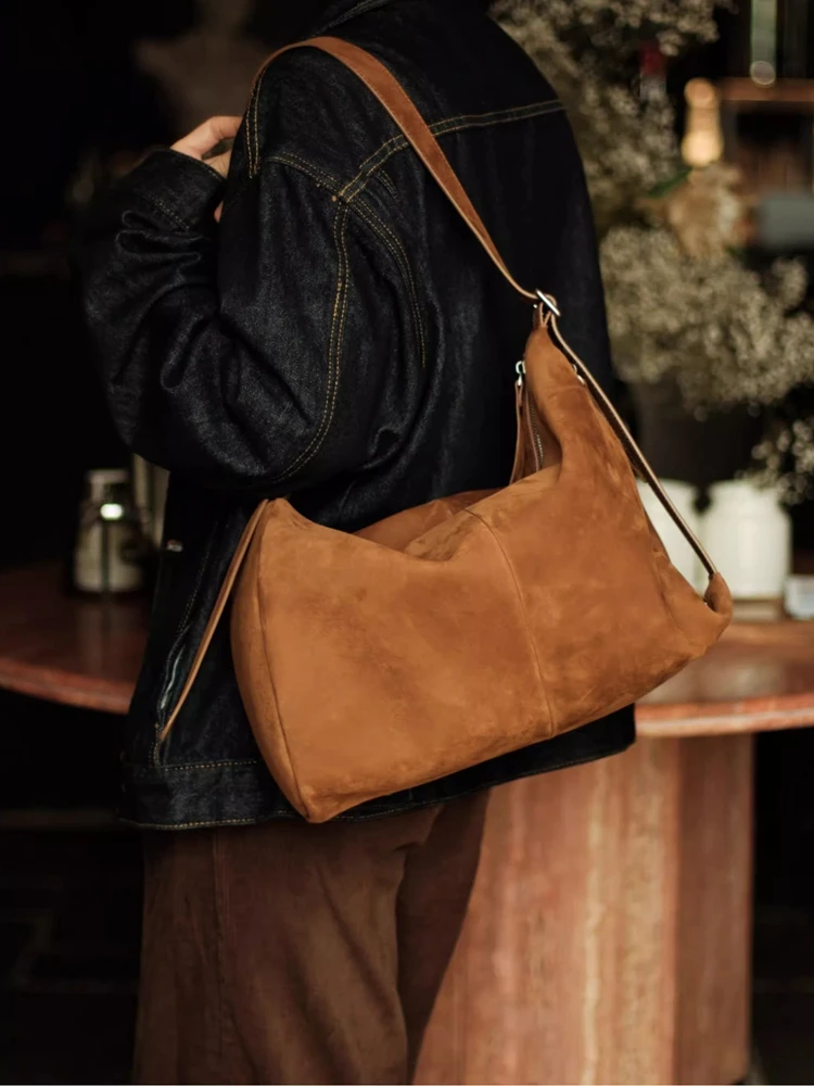 Fashion Simple Genuine Leather Women Boston Bucket Bag\Handbag Real Leather Tote Underarm Shoulder Commuter Bag Big
