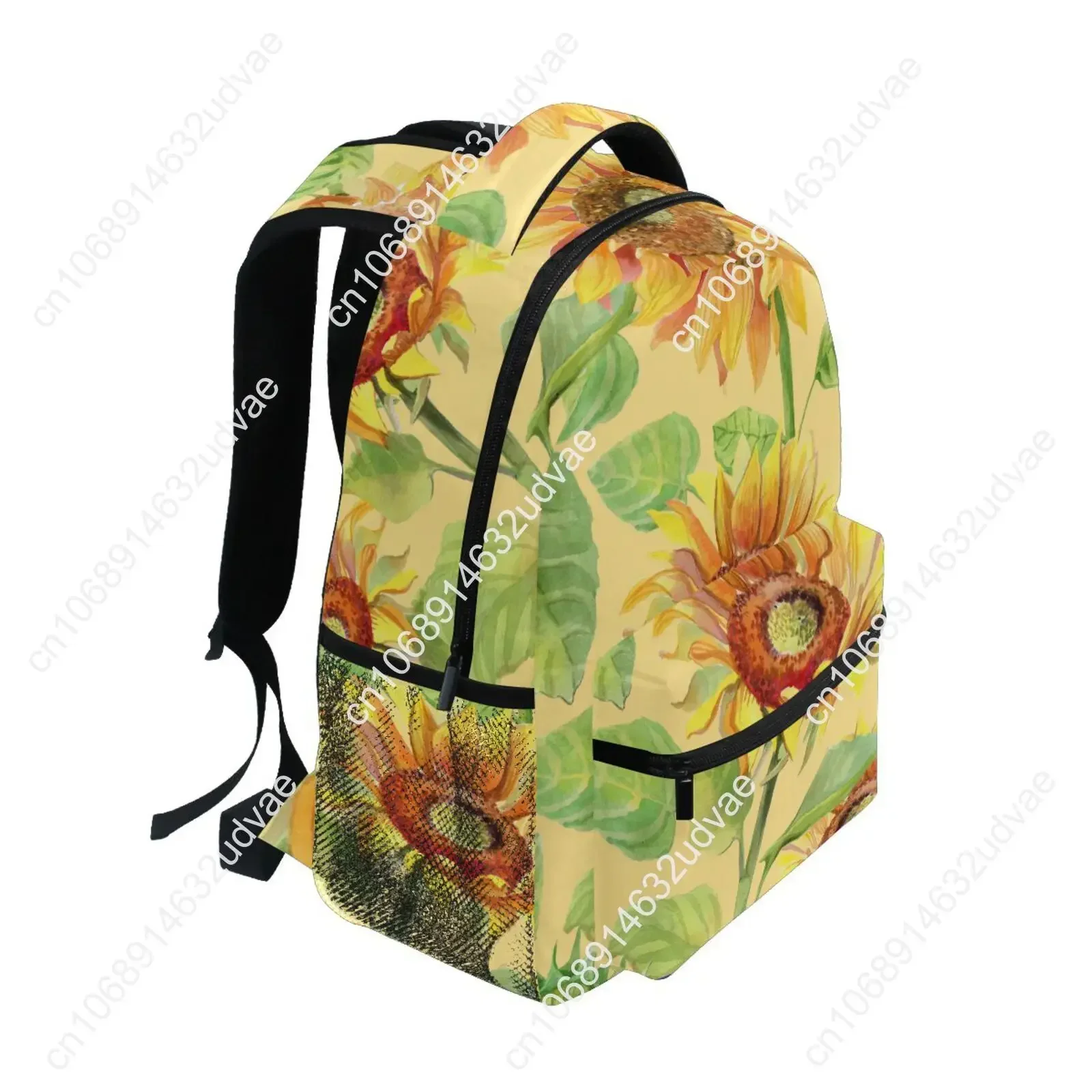 Mochila escolar grande para niño y niña, morral escolar con estampado de girasoles, Estilo Vintage, ideal para libros de flores, con múltiples bolsillos, 2023