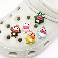 Breloques de chaussures en PVC pour enfants, lèvres d'animaux, singe mignon, lapin, épingles supérieures de chaussure, décoration de sabots, cadeau de fête, nouvelle optique