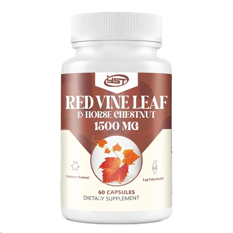 Red Vine Leaf and Horse Chestnut Extract Capsule Supplement, 60 capsules for healthy veins, circulation, heart, and skin