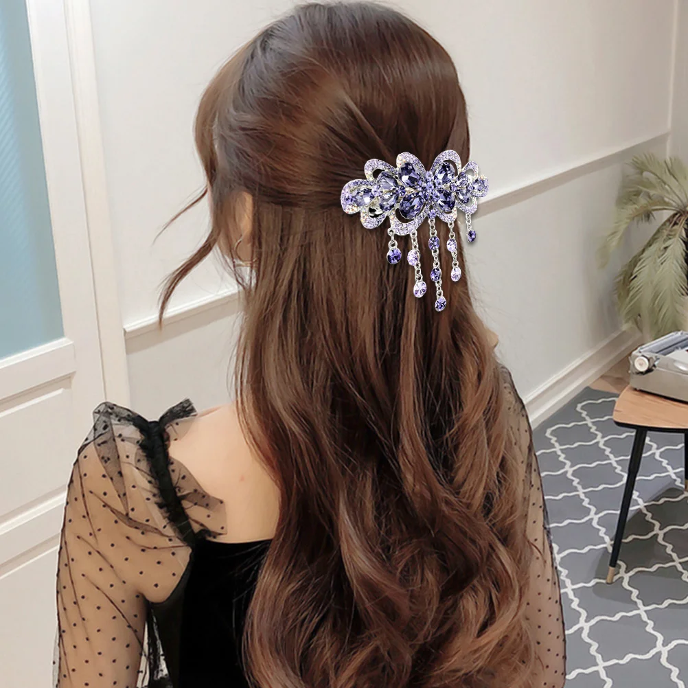 

Rhinestone Hair Barrette Crystal Automatic Clip Non Slip Hold Suitable Thick Thin Curly Straight Hair Party Bridal