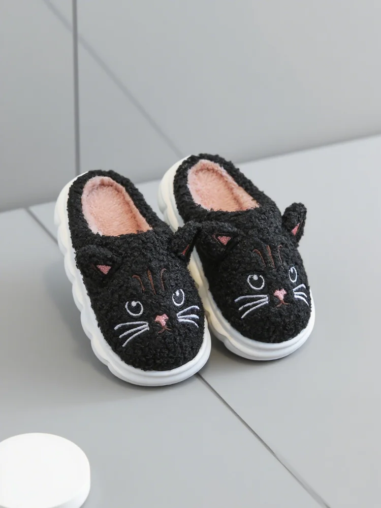 

Winter children's furry slippers super hot winter cute cartoon cat plush home fur slippers