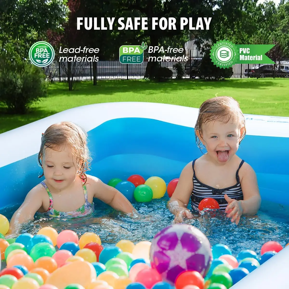 Inflatable Pool with Seat, 130"x72"x22" Large Blow Up Pool Inflatable Swimming Pool for Adults, Swimming Pools above Ground with