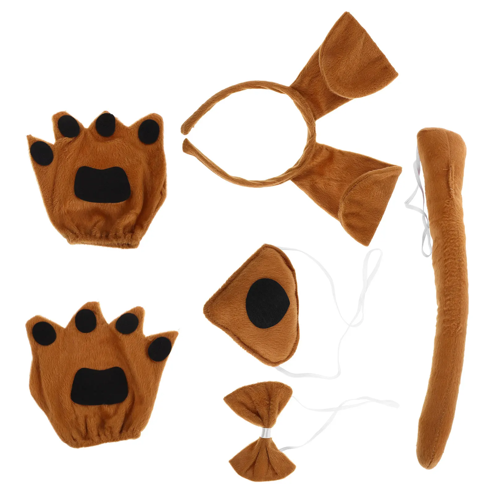 

1 Set Puppy Cosplay Costume Set Animal Fancy Dress Kids Dog Outfit Headband Tail Gloves Bowtie Nose For Halloween Carnival Party