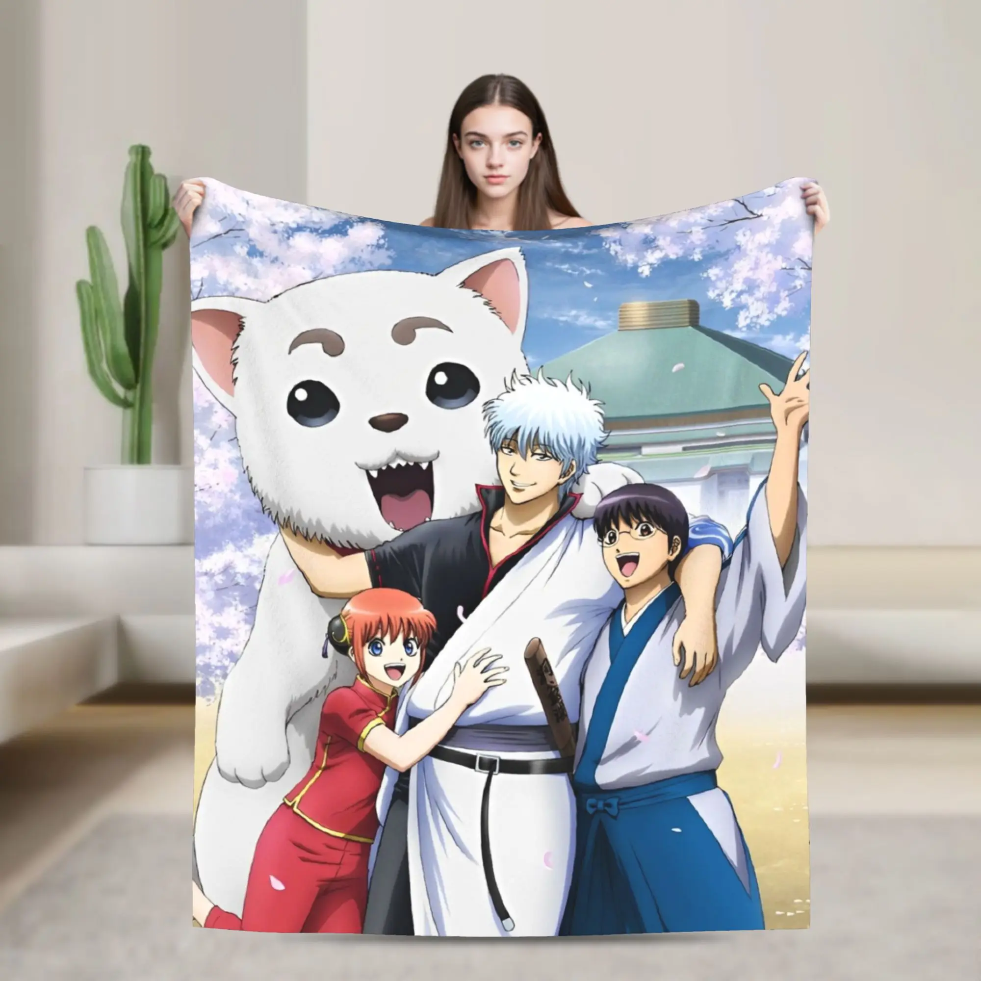 Fridens Gintamas Science Fiction Comedy Blankets  Flannel Throw Blanket Summer Air Conditioning Portable Soft Warm Bedsprea,
