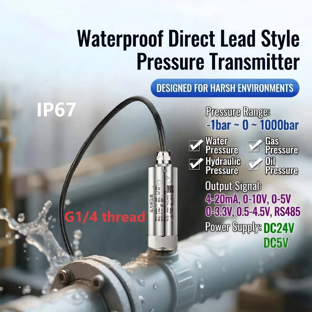 Image of G1/4 Drucksensor 4-20mA 0-10V 0-100bar Direktanschluss-Druckwandler IP67 Direktanschluss-Drucktransmitter 400bar 50bar
