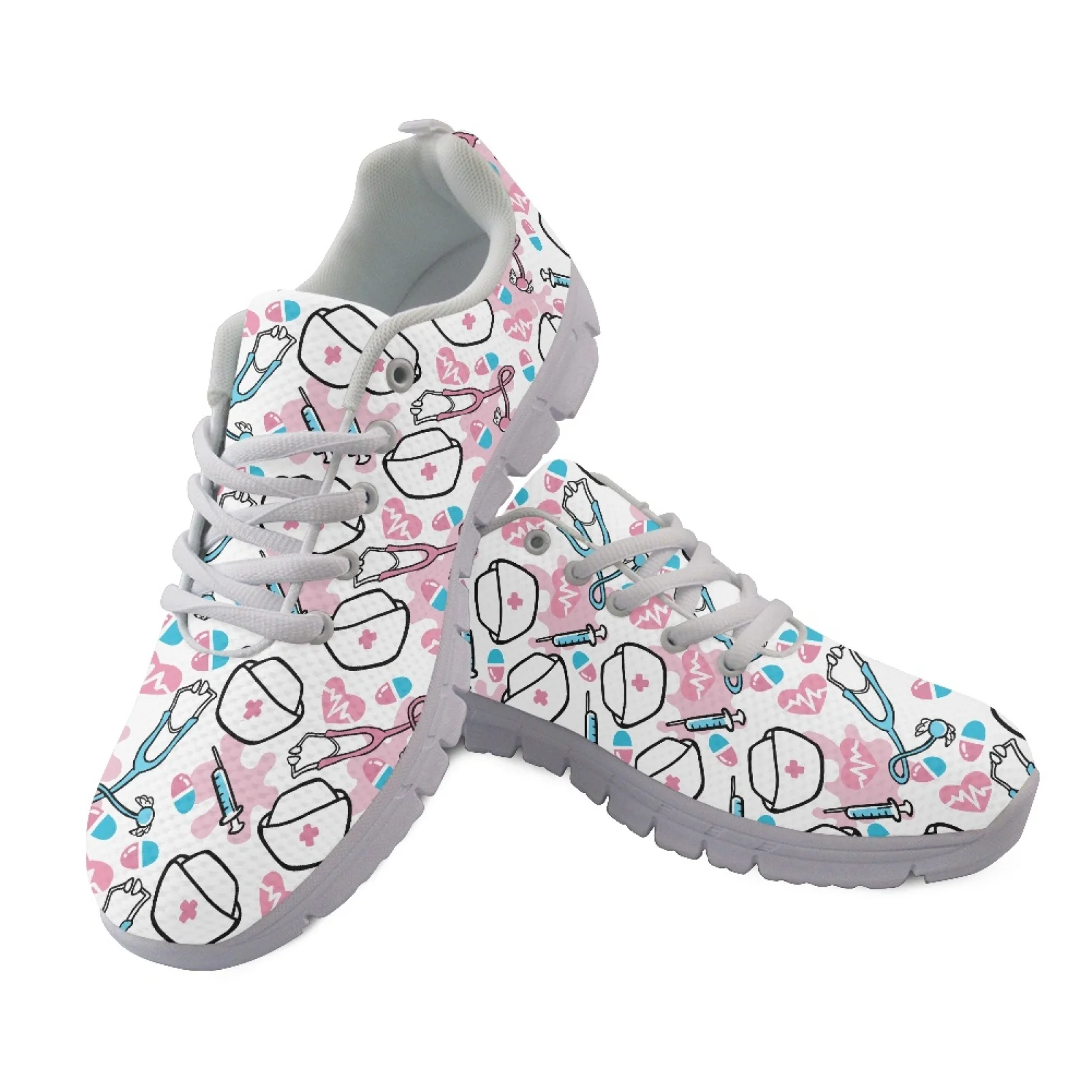 Coloranimal Casual Breathable Training Sneakers for Women, Mesh Walking Shoes for Running and Gym Work Nurse Medical