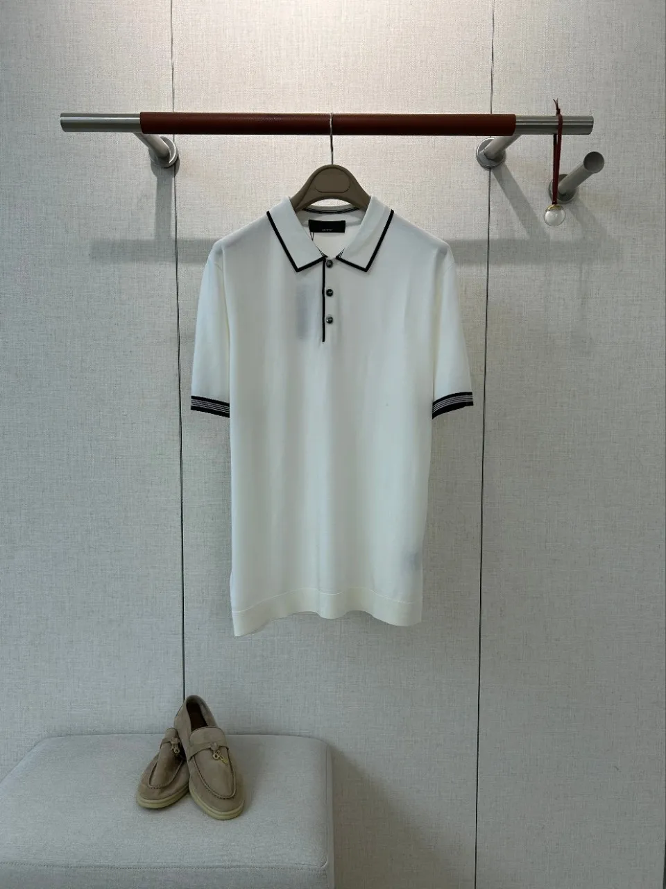 Old Money Style 2026 Summer New Long Staple Pique Cotton Contrast Collar Mens Turn Down Collar Knitted Short Sleeve Polo T Shirt